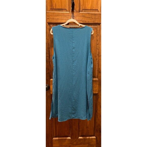 Vamiani Dress Plus Size 2X Green Sleeveless Shift Lightweight V Neck Flowy Casua - Picture 4 of 11